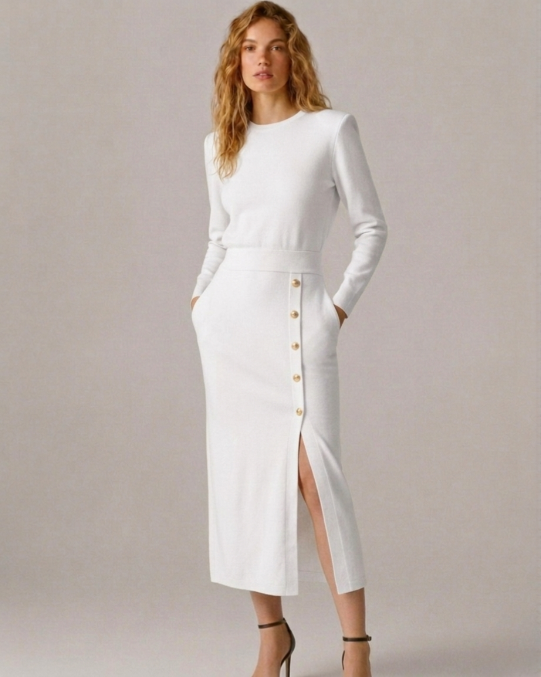 Robe à col rond et manches longues