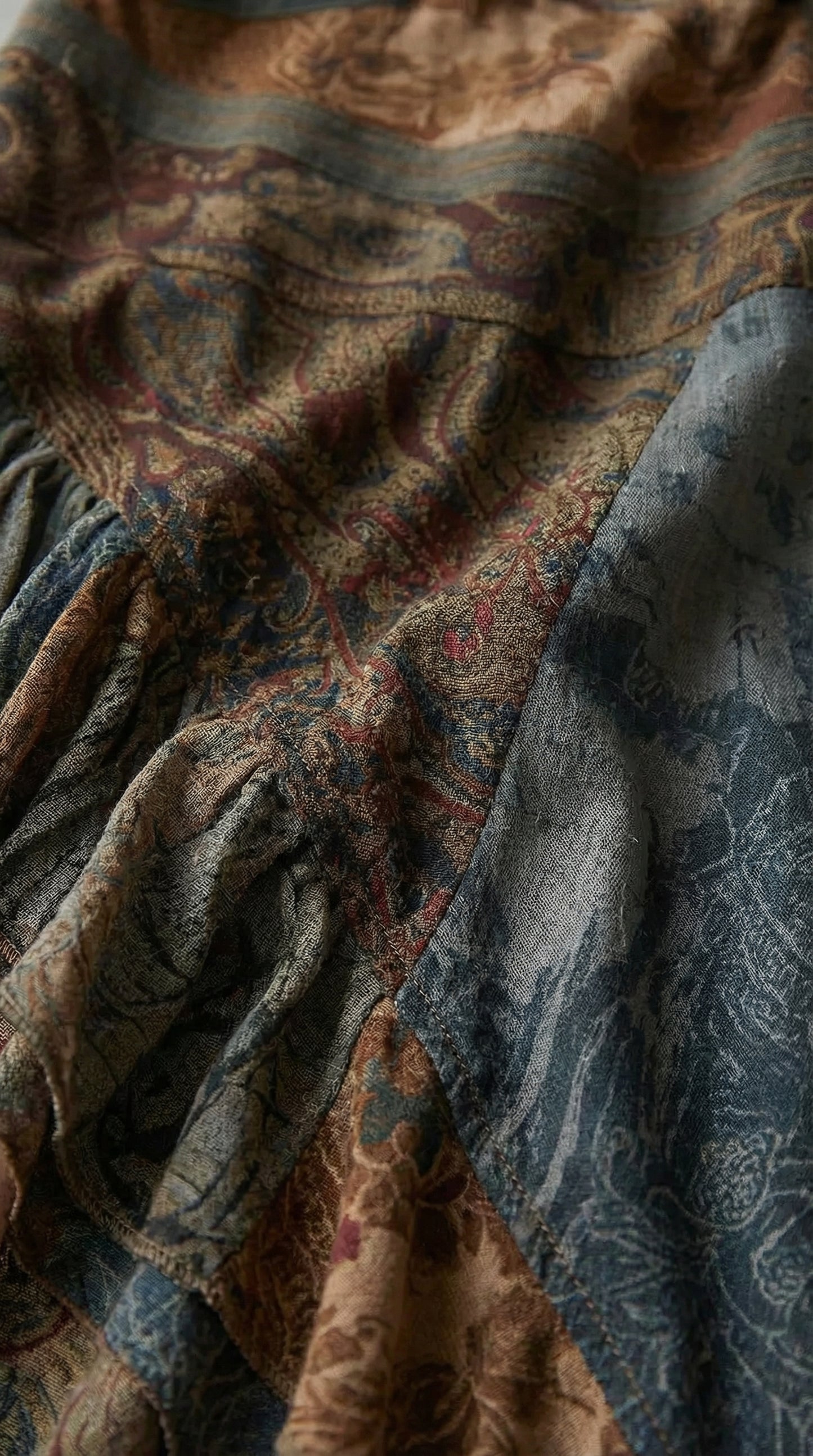 Robe longue asymétrique à imprimé ethnique avec fente haute