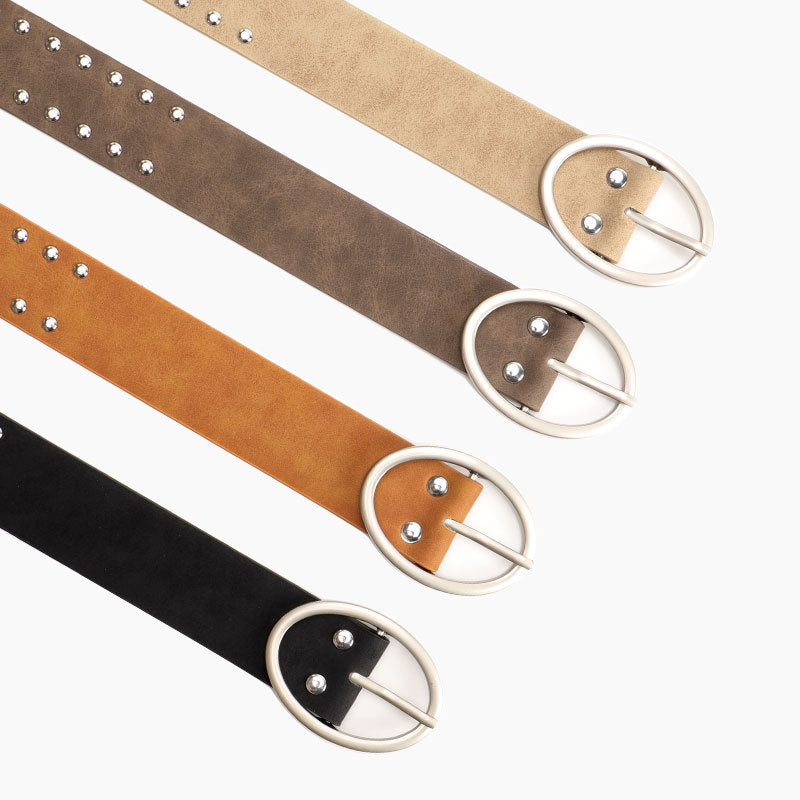 Ceinture à boucle ovale style millénaire avec rivets