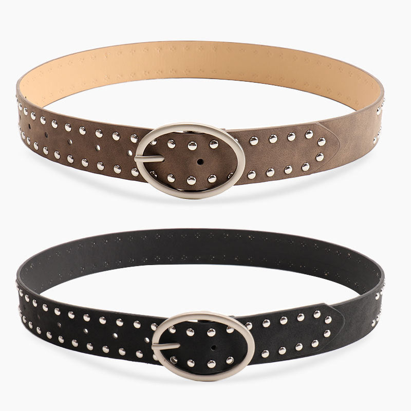 Ceinture à boucle ovale style millénaire avec rivets