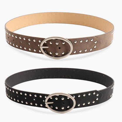 Ceinture à boucle ovale style millénaire avec rivets