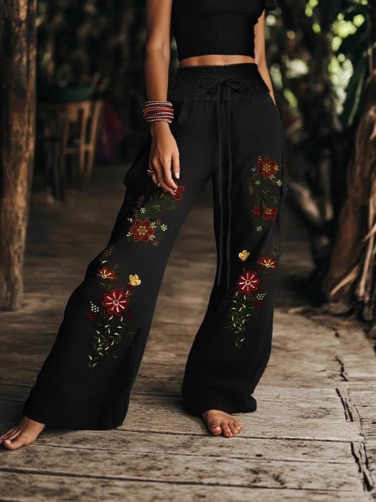 Pantalon décontracté à imprimé floral pour femmes