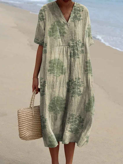 Robe décontractée fluide à imprimé floral vintage pour femmes