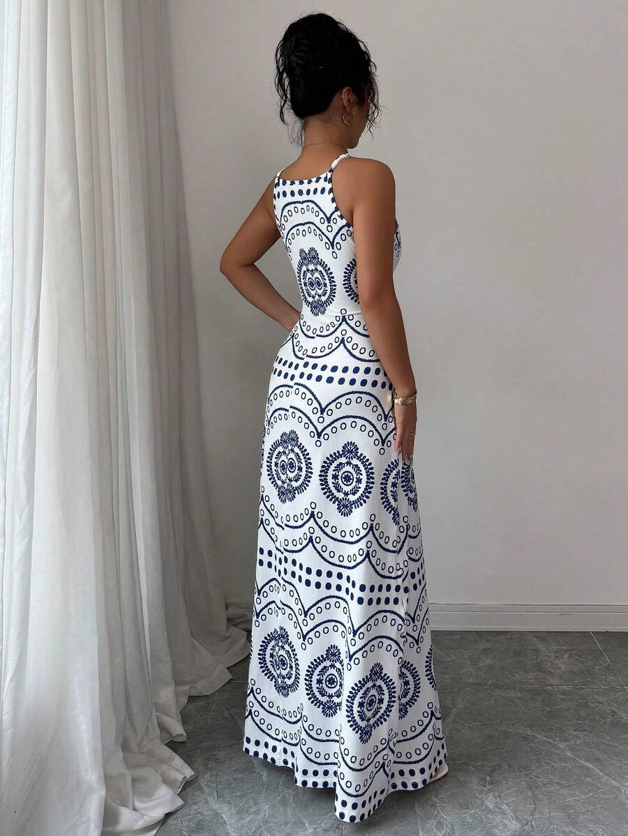 Robe décontractée de vacances à l'imprimé raffiné