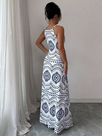 Robe décontractée de vacances à l'imprimé raffiné