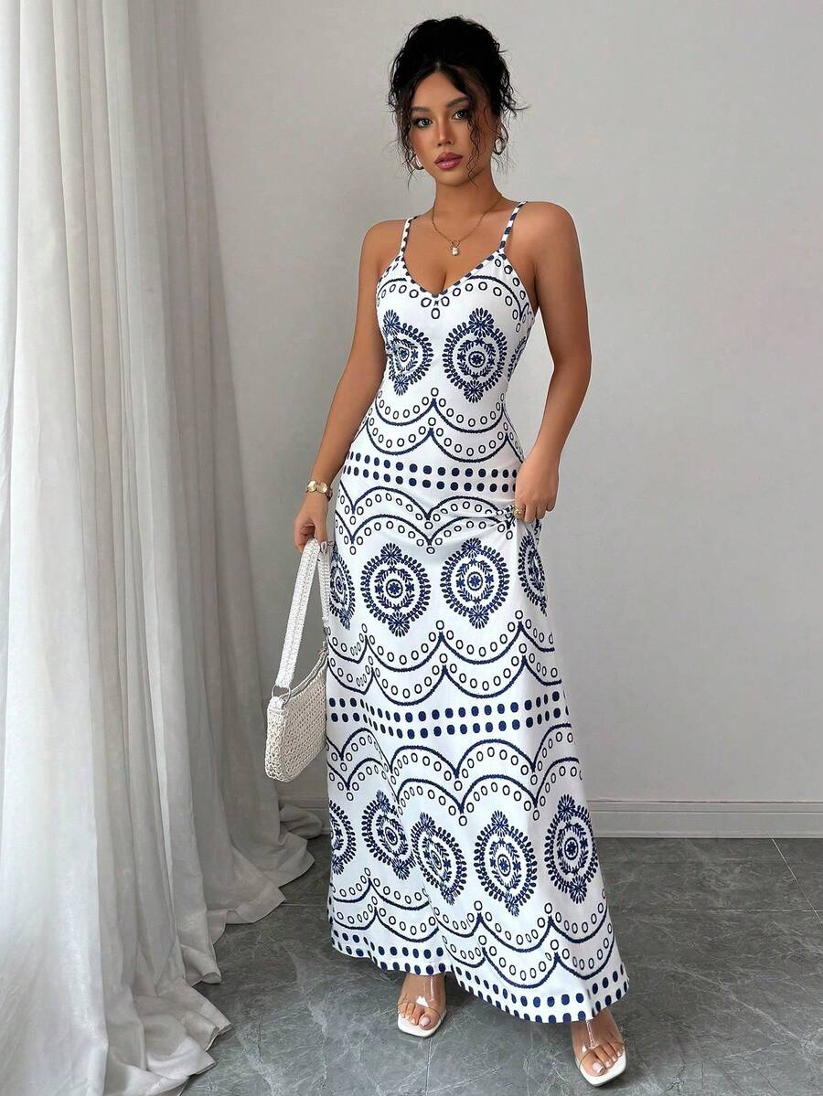 Robe décontractée de vacances à l'imprimé raffiné