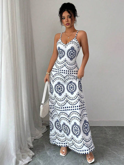 Robe décontractée de vacances à l'imprimé raffiné