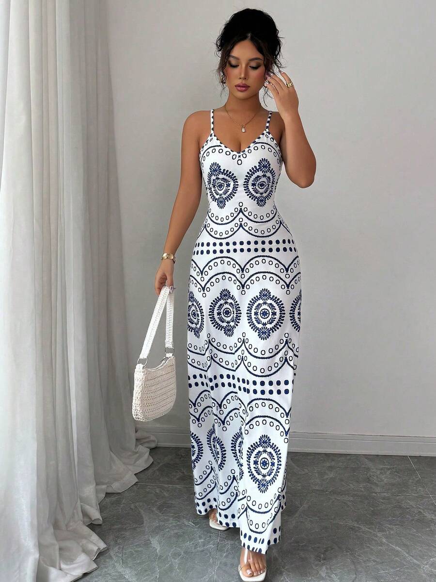 Robe décontractée de vacances à l'imprimé raffiné