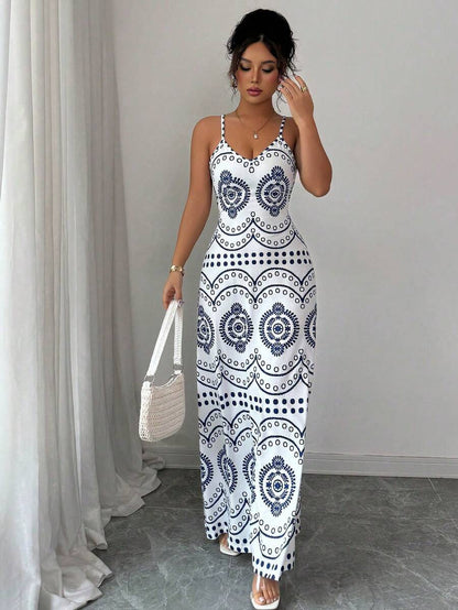 Robe décontractée de vacances à l'imprimé raffiné