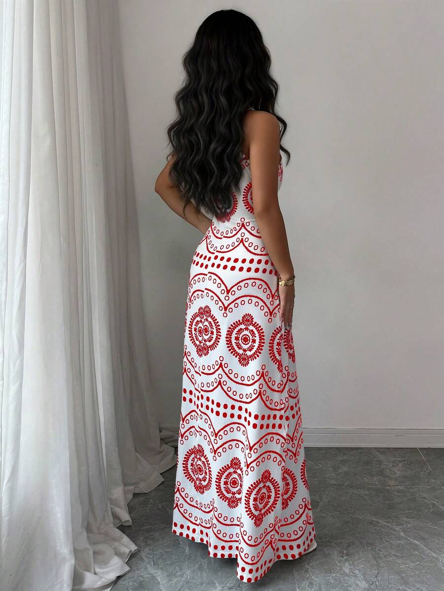 Robe décontractée de vacances à l'imprimé raffiné