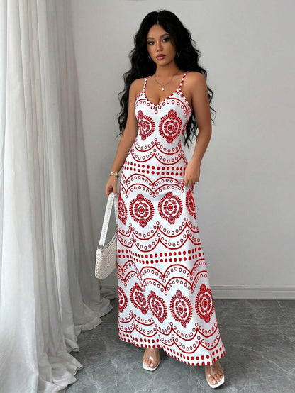Robe décontractée de vacances à l'imprimé raffiné