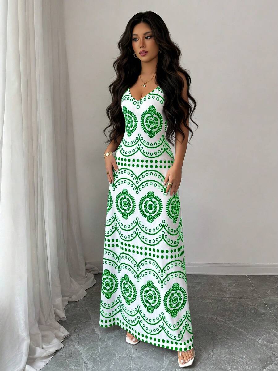 Robe décontractée de vacances à l'imprimé raffiné