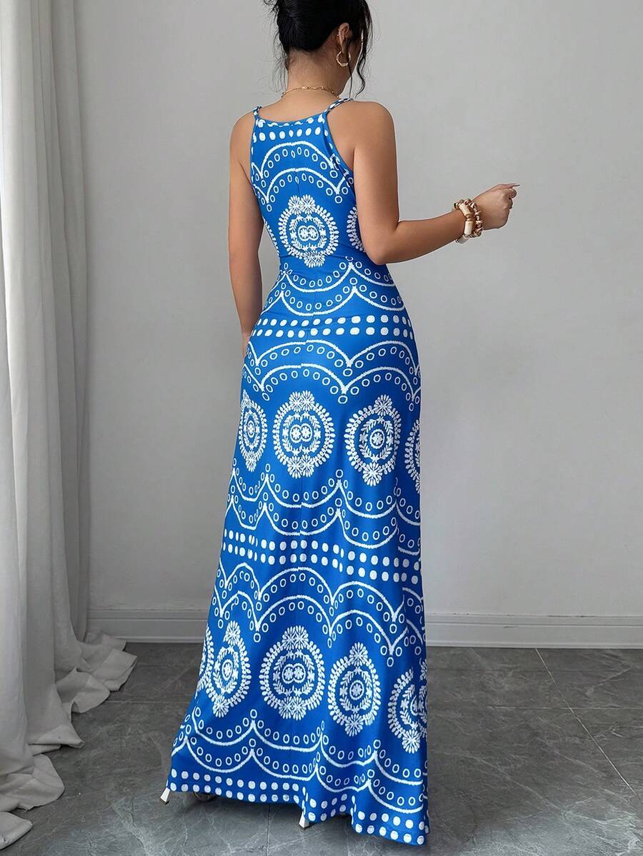 Robe décontractée de vacances à l'imprimé raffiné