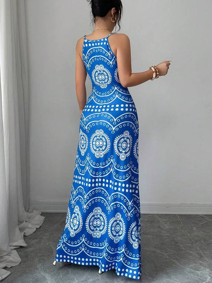 Robe décontractée de vacances à l'imprimé raffiné