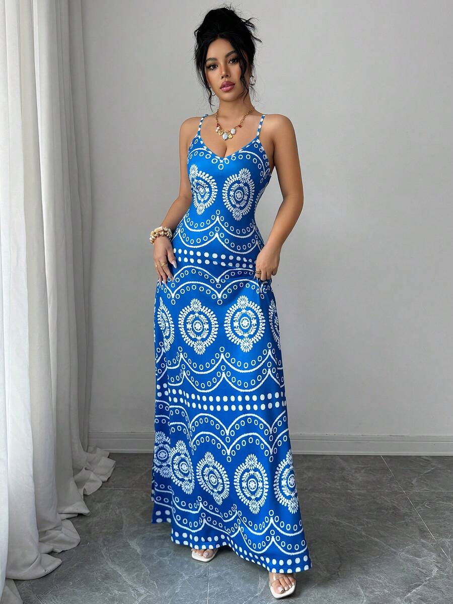 Robe décontractée de vacances à l'imprimé raffiné