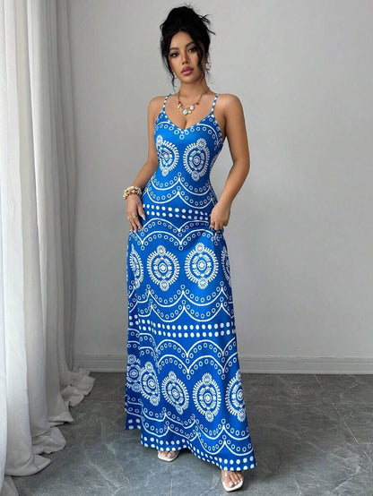 Robe décontractée de vacances à l'imprimé raffiné