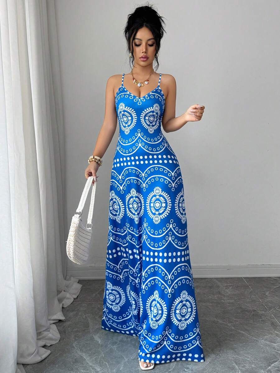 Robe décontractée de vacances à l'imprimé raffiné