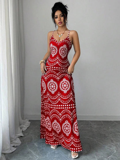 Robe décontractée de vacances à l'imprimé raffiné