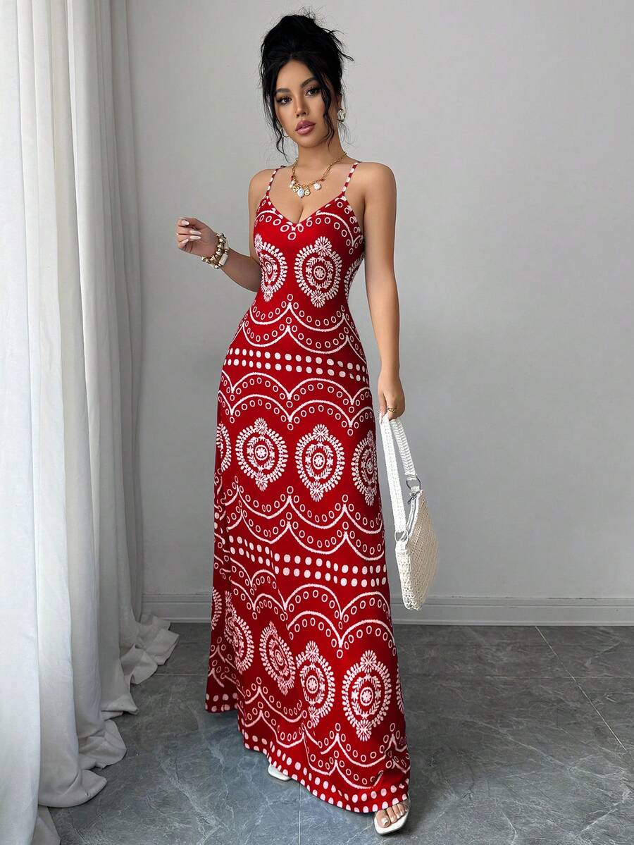 Robe décontractée de vacances à l'imprimé raffiné