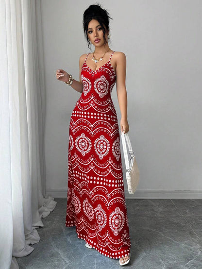 Robe décontractée de vacances à l'imprimé raffiné