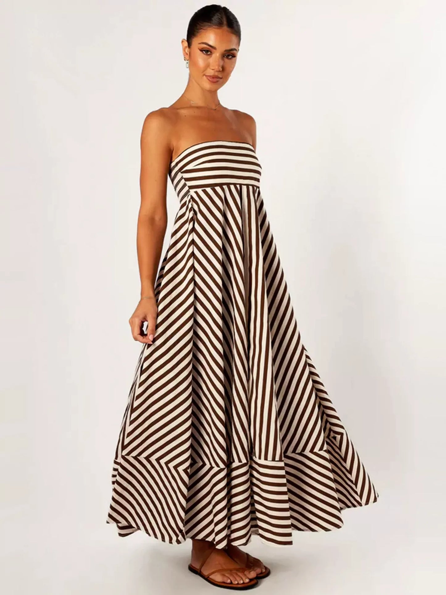 Robe longue transformable rayée