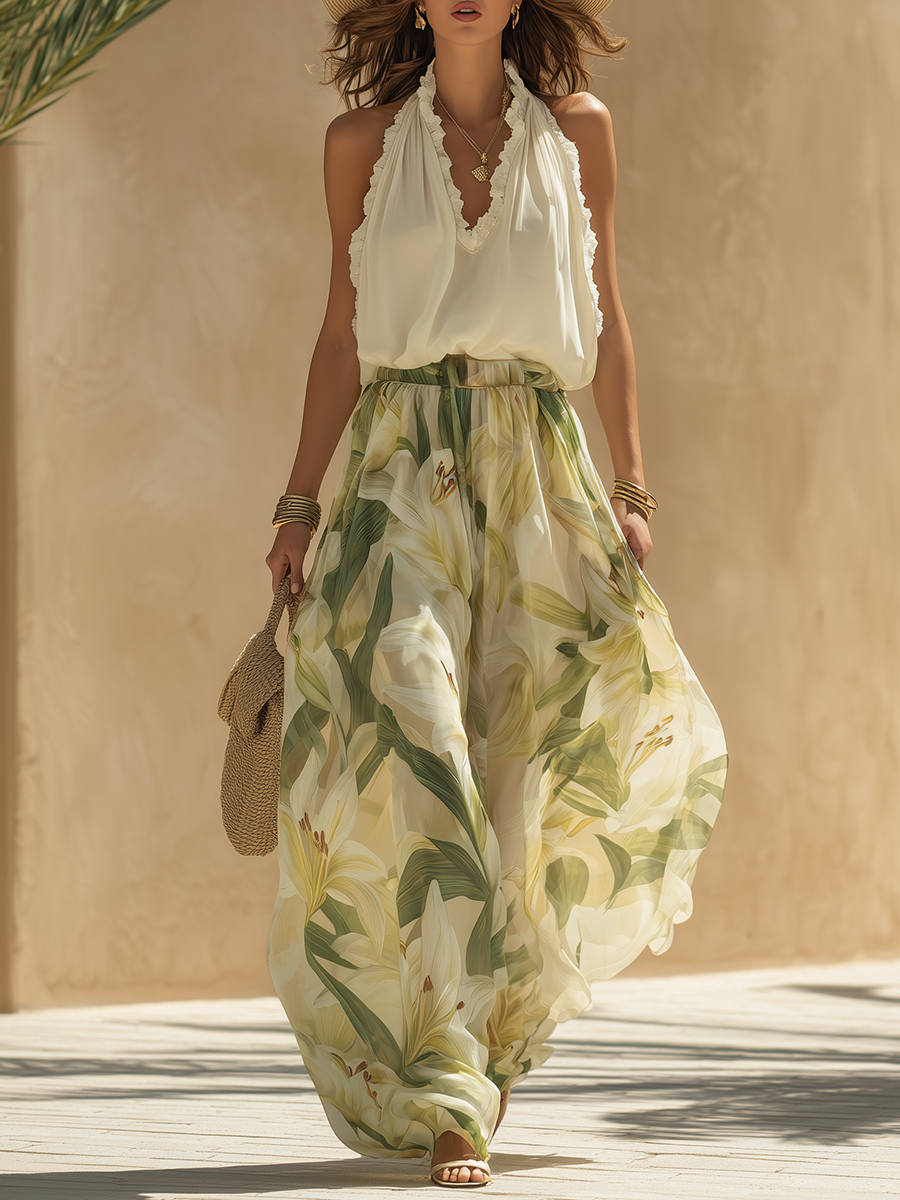 Ensemble Fluide Élégant avec Imprimé Floral