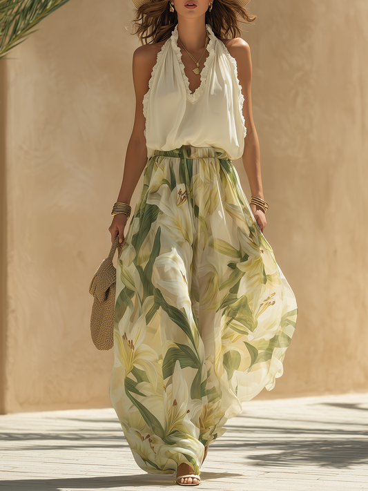 Ensemble Fluide Élégant avec Imprimé Floral