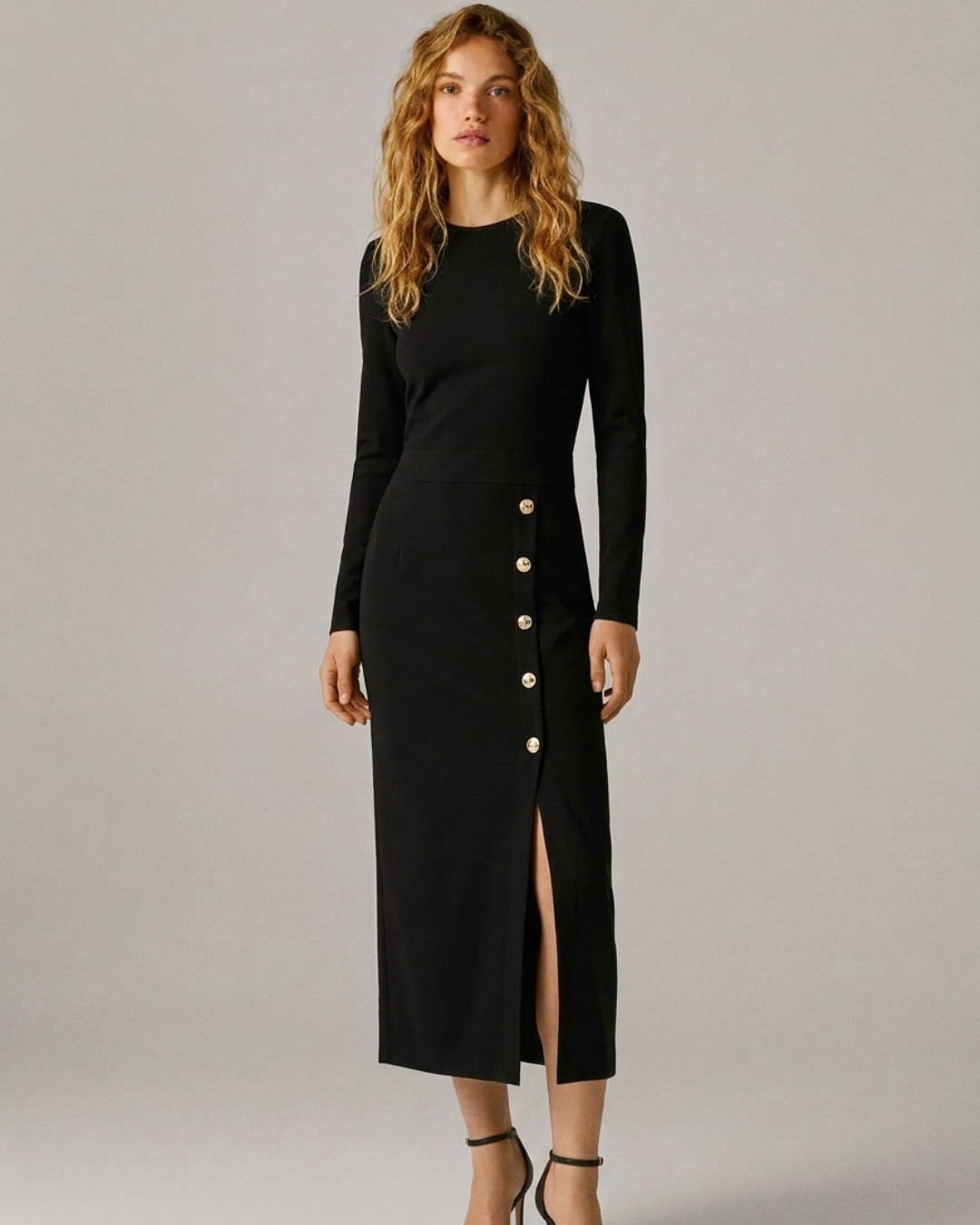 Robe à col rond et manches longues