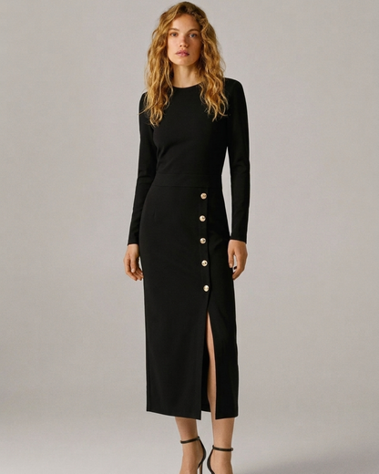 Robe à col rond et manches longues