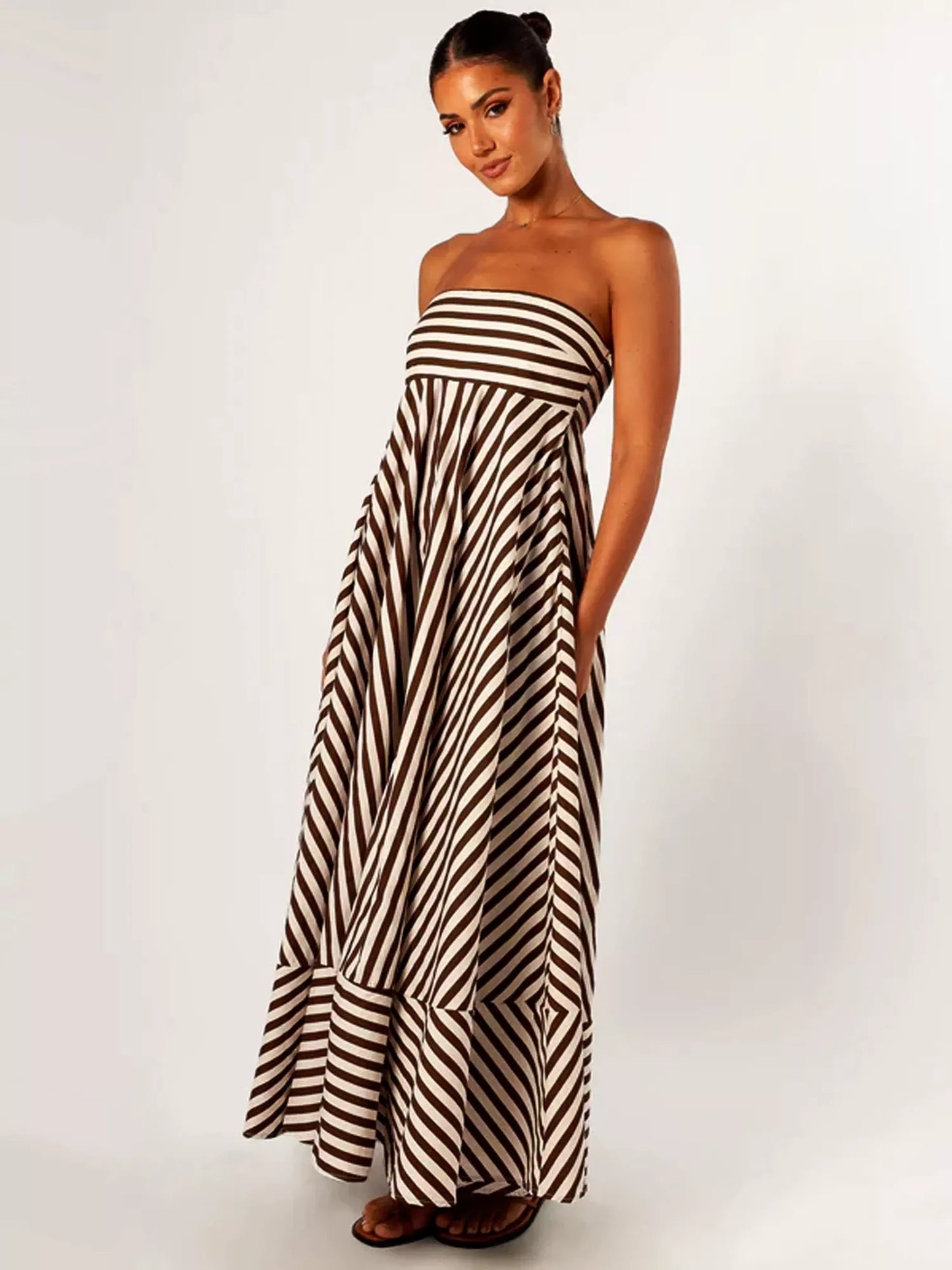Robe longue transformable rayée