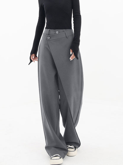 Pantalons larges à jambes asymétriques avec boutons