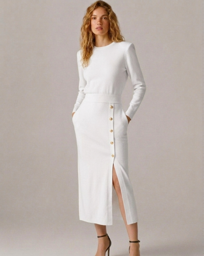 Robe à col rond et manches longues