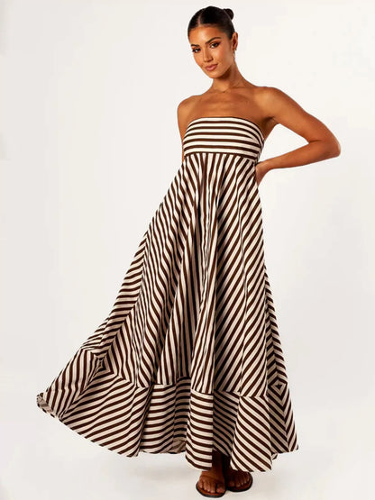 Robe longue transformable rayée