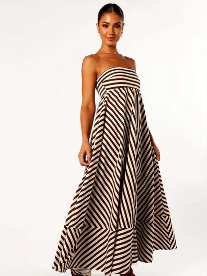 Robe longue transformable rayée