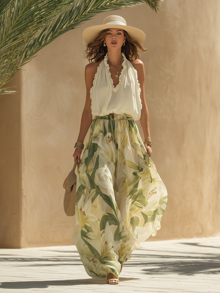 Ensemble Fluide Élégant avec Imprimé Floral