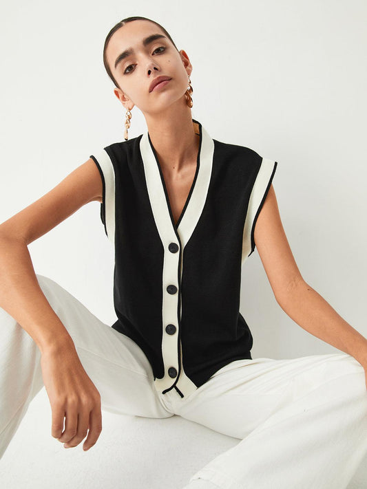 Cardigan en maille à bords contrastés