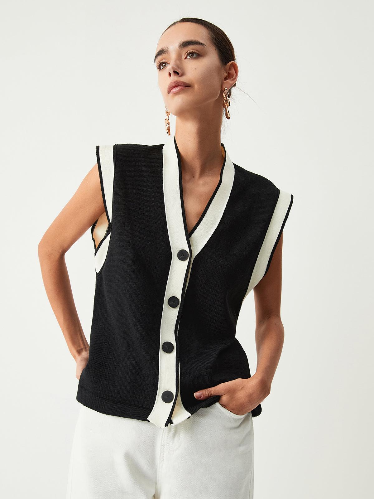 Cardigan en maille à bords contrastés