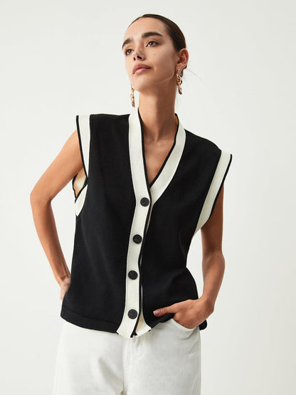 Cardigan en maille à bords contrastés