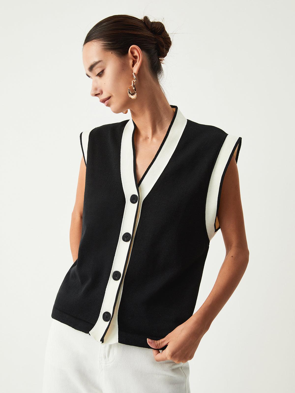 Cardigan en maille à bords contrastés