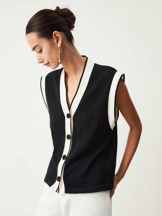 Cardigan en maille à bords contrastés