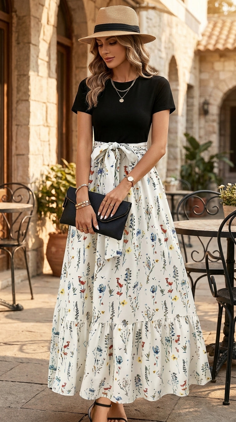 Robe longue à imprimé fleuri pour l'été