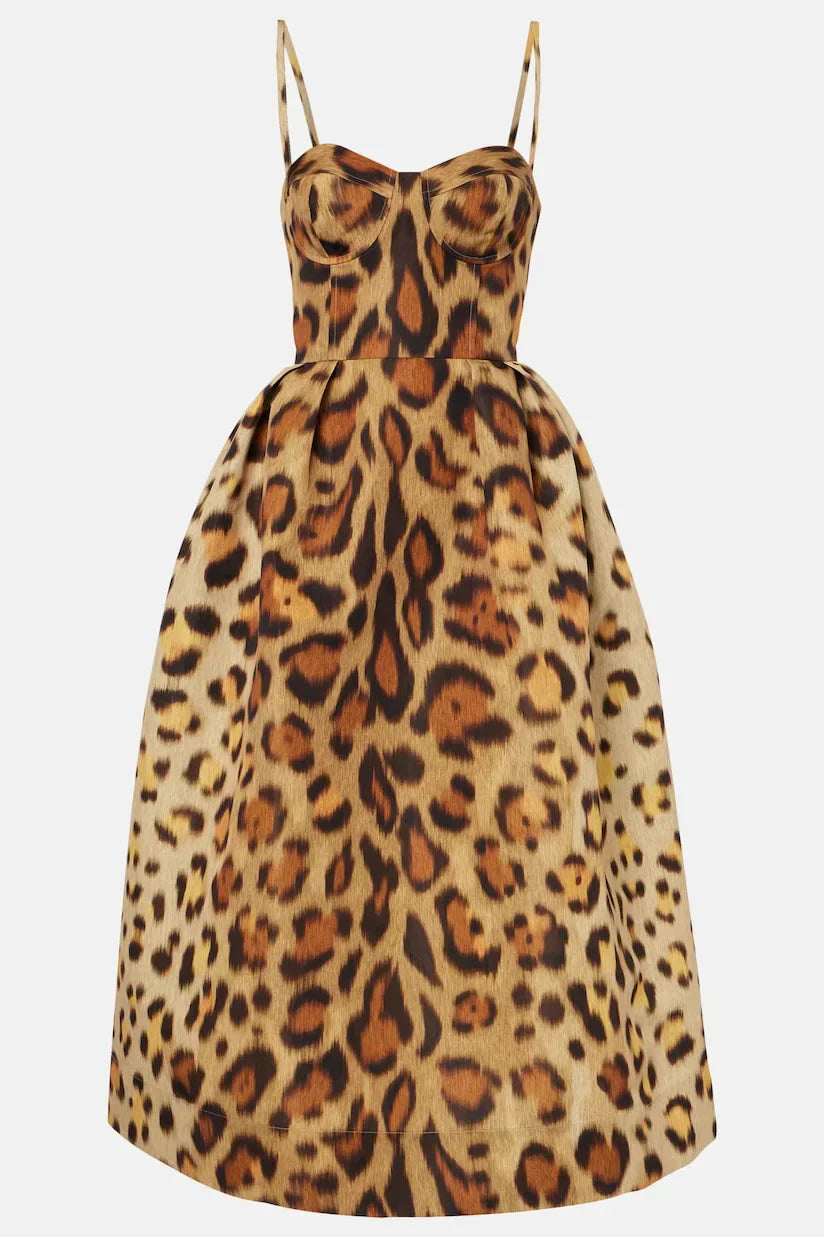 Robe mi-longue bustier léopard Tiana