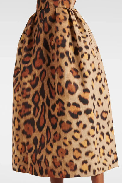 Robe mi-longue bustier léopard Tiana