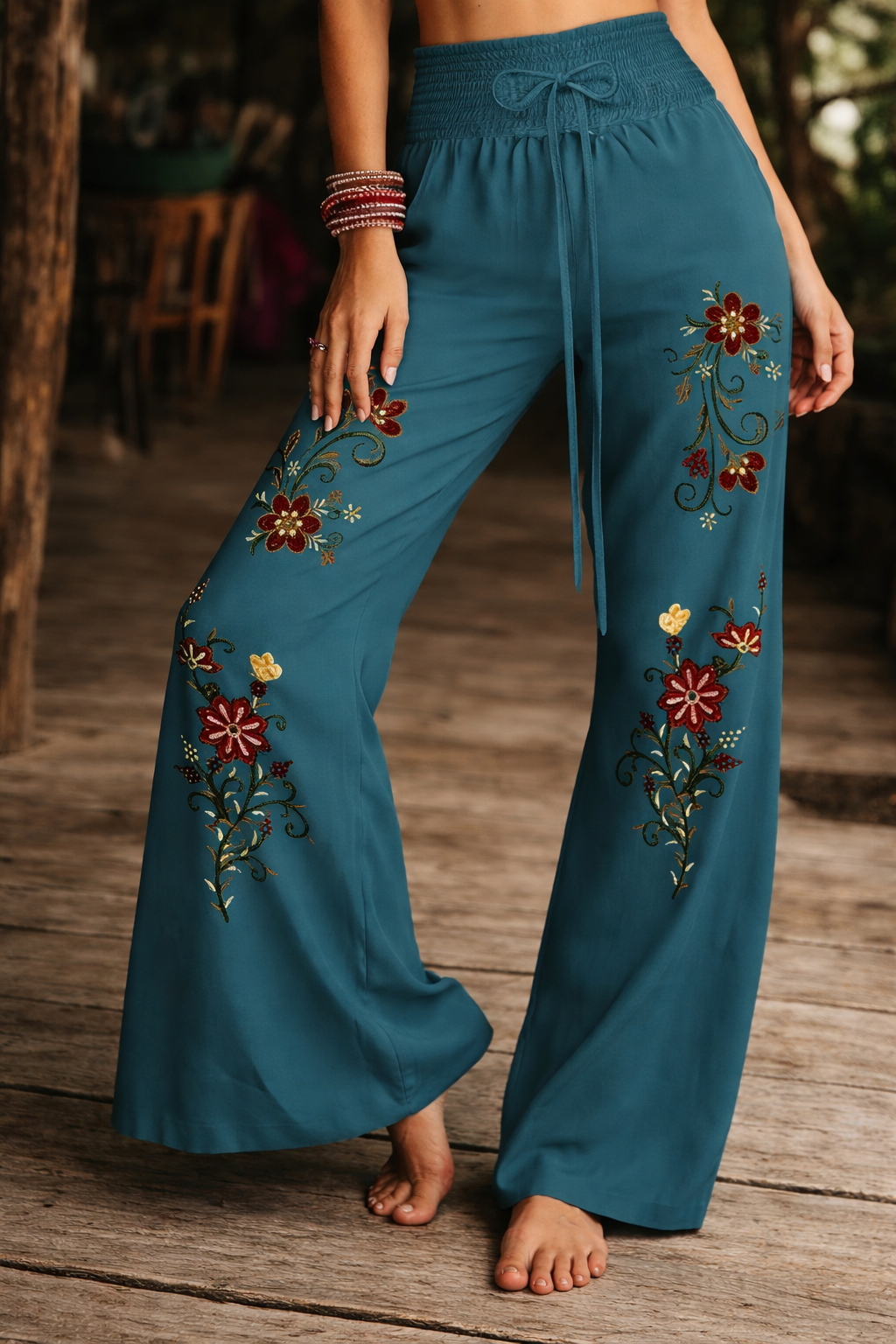 Pantalon décontracté à imprimé floral pour femmes