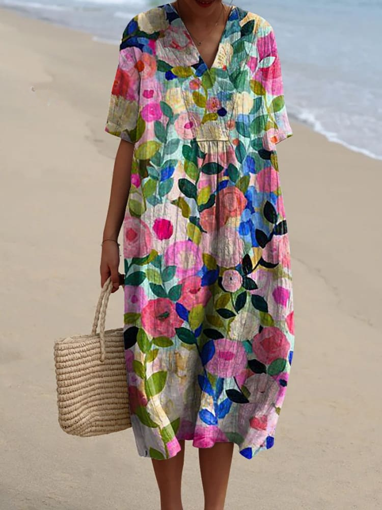 Margaret - Robe fluide à imprimé floral vibrant