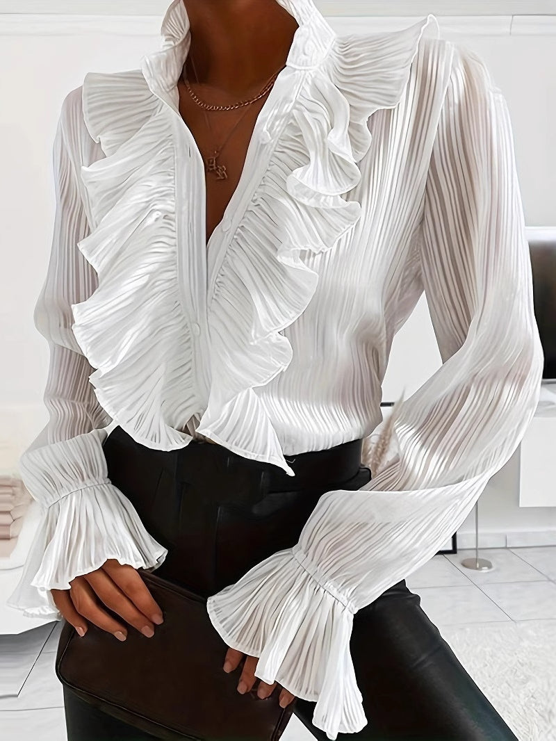 Chemise blanche à manches longues avec volants