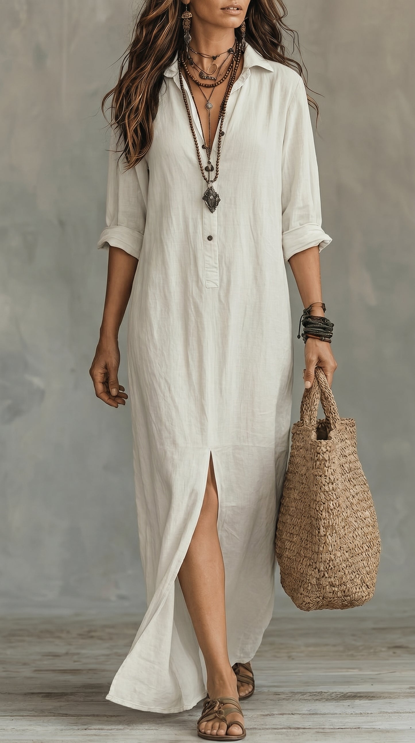 Robe longue boutonnée