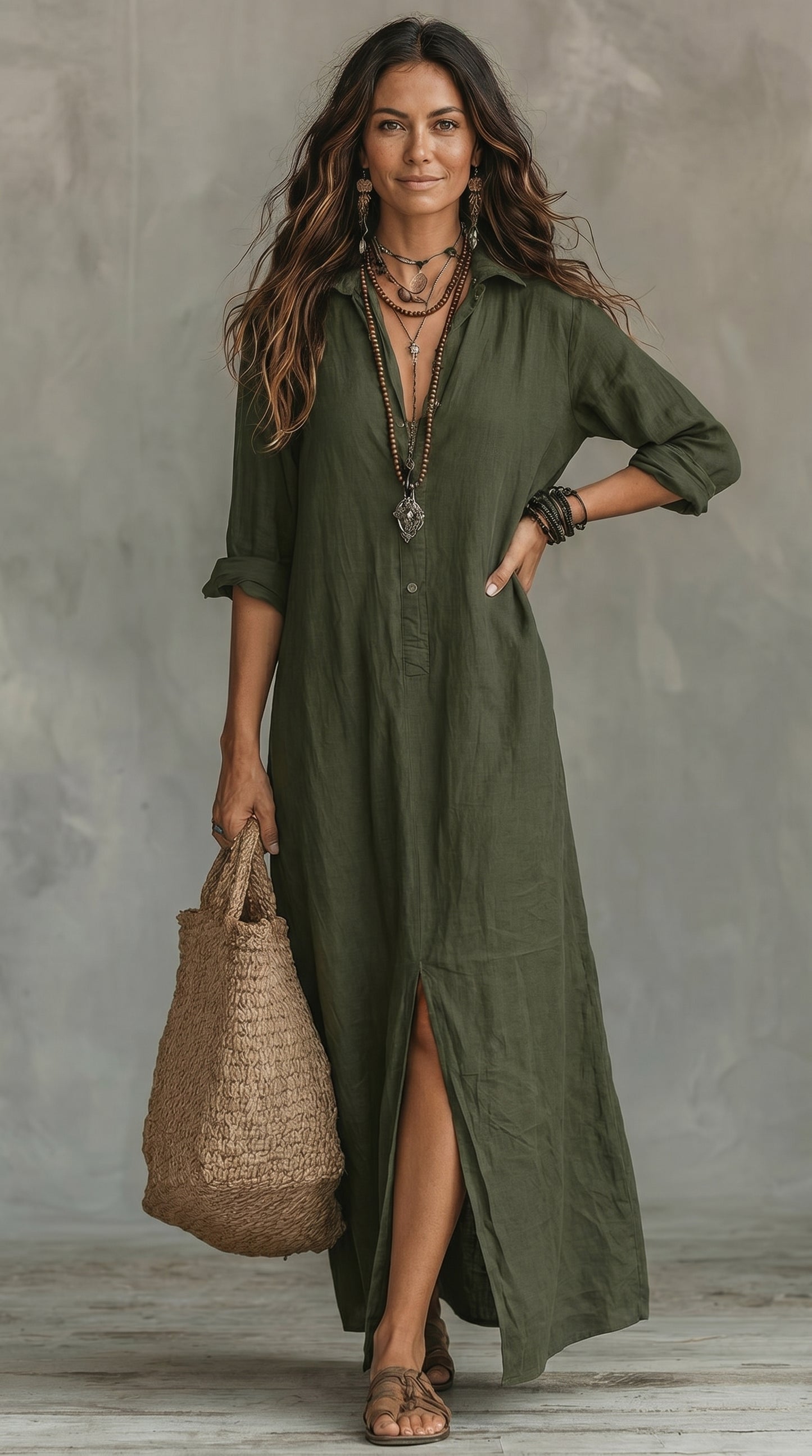 Robe longue boutonnée