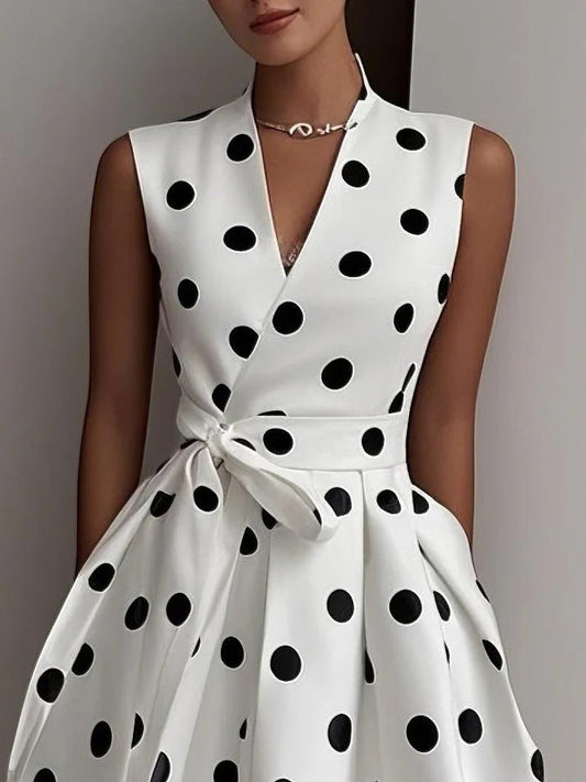 Robe à pois avec nœud élégant