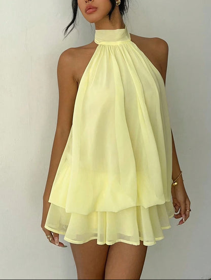 Robe courte fluide dos nu à nouer
